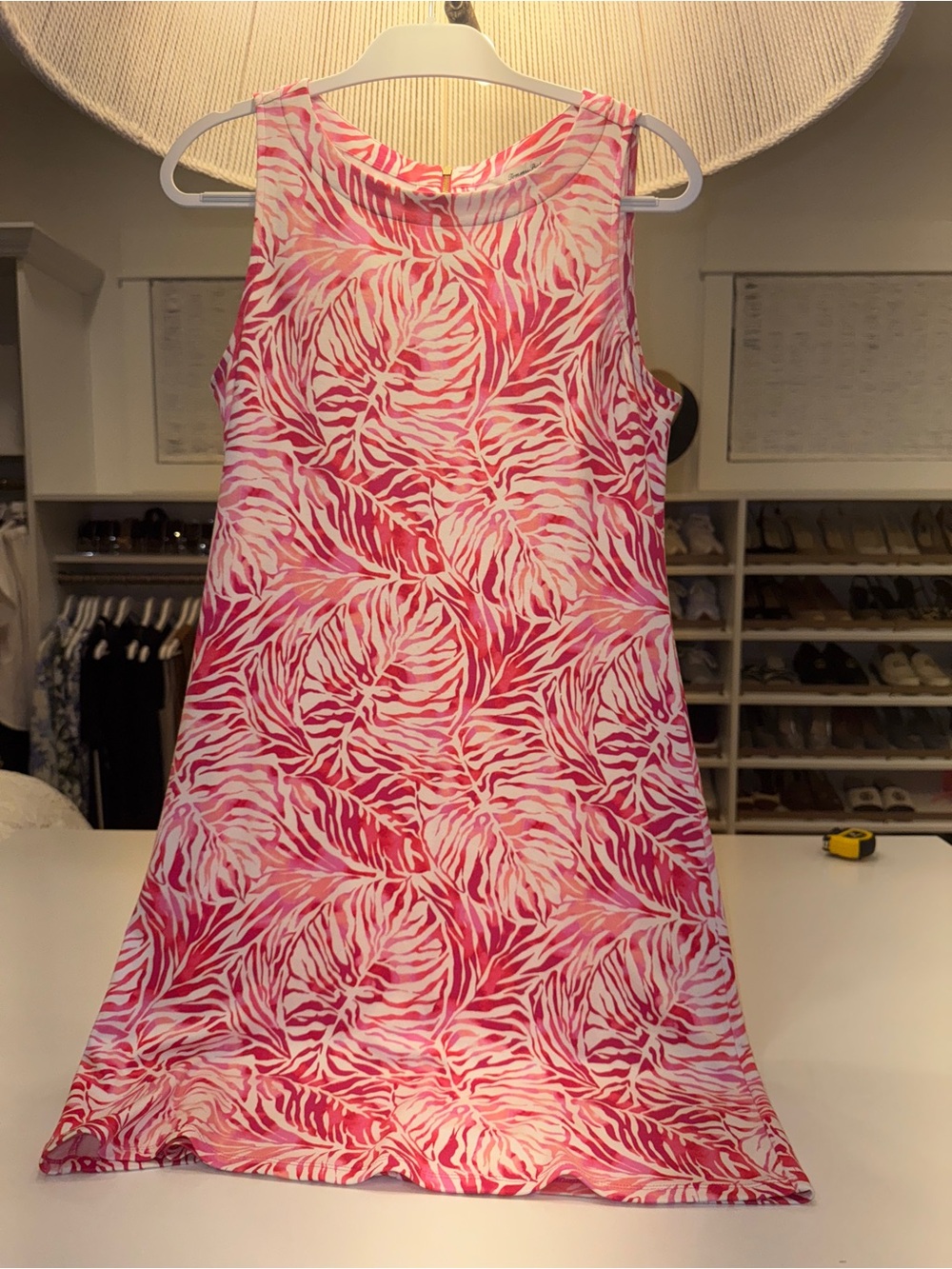 Tommy Bahama Pink White Tropical Print Midi Dress